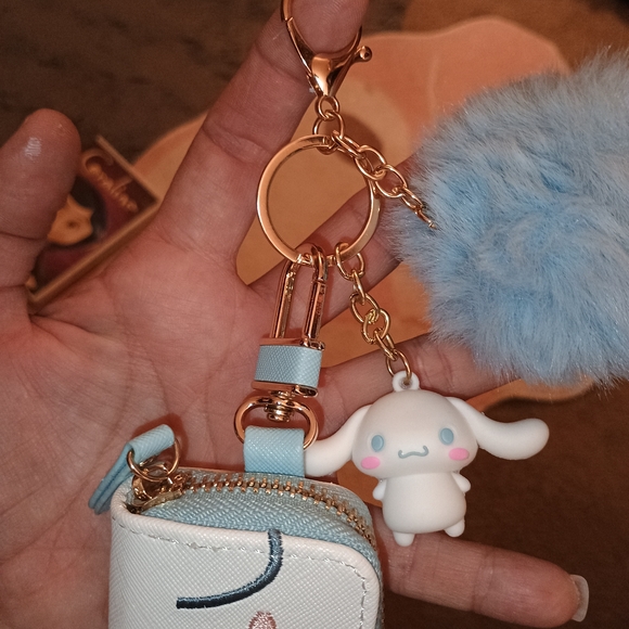Sanrio Cinnamoroll Keychain with Blue Pom Pom - Picture 2 of 7